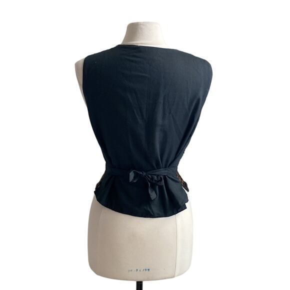 VINTAGE EVERETT COLLECTION Sequin Vest Womens Sz Medium Red Gold Cocktail - Picture 6 of 8